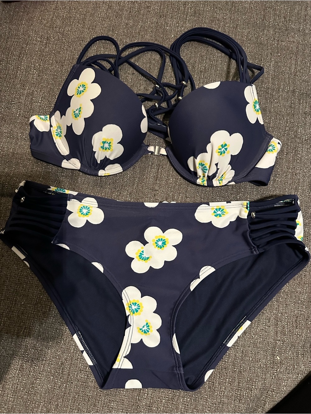 aerie Navy Floral Two-Piece Bikini Set
